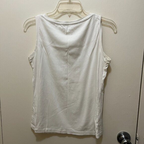 Talbots 100% Pima Cotton Tank Top in Pure Wite - Size Small - Picture 6 of 7